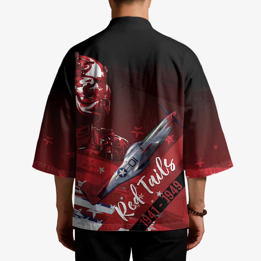 Tuskegee Airmen Red Tails Kimono Straighten Up and Fly Right - Black Red - Wonder Print Shop