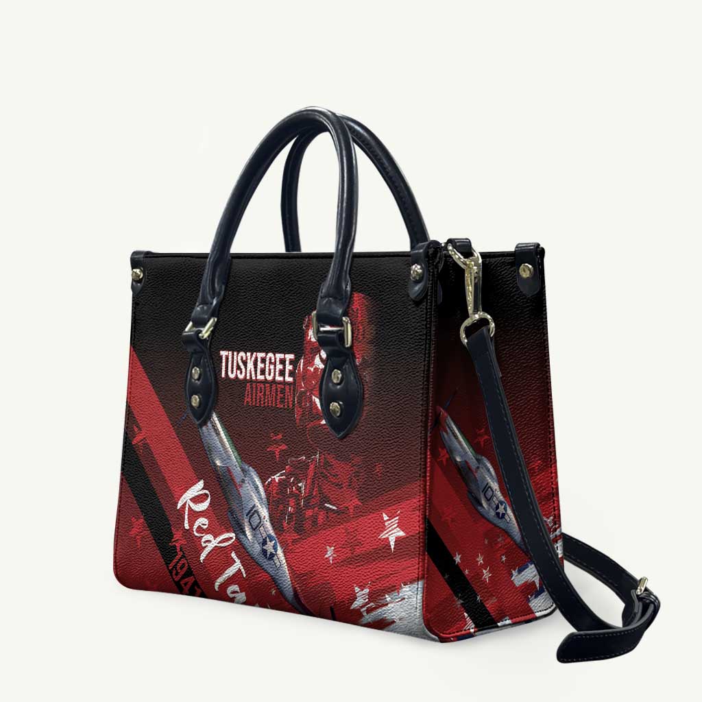Tuskegee Airmen Red Tails Leather Bag Straighten Up and Fly Right - Black Red - Wonder Print Shop