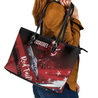 Tuskegee Airmen Red Tails Leather Tote Bag Straighten Up and Fly Right - Black Red - Wonder Print Shop