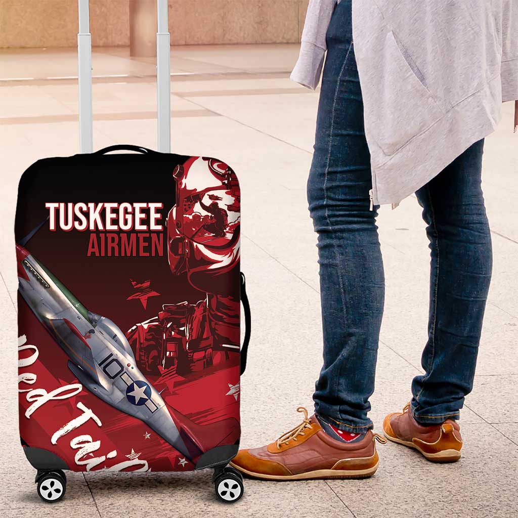 Tuskegee Airmen Red Tails Luggage Cover Straighten Up and Fly Right - Black Red - Wonder Print Shop