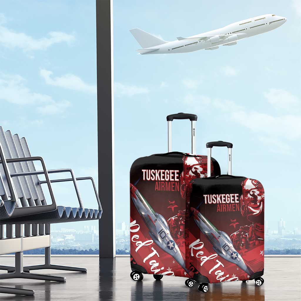 Tuskegee Airmen Red Tails Luggage Cover Straighten Up and Fly Right - Black Red - Wonder Print Shop