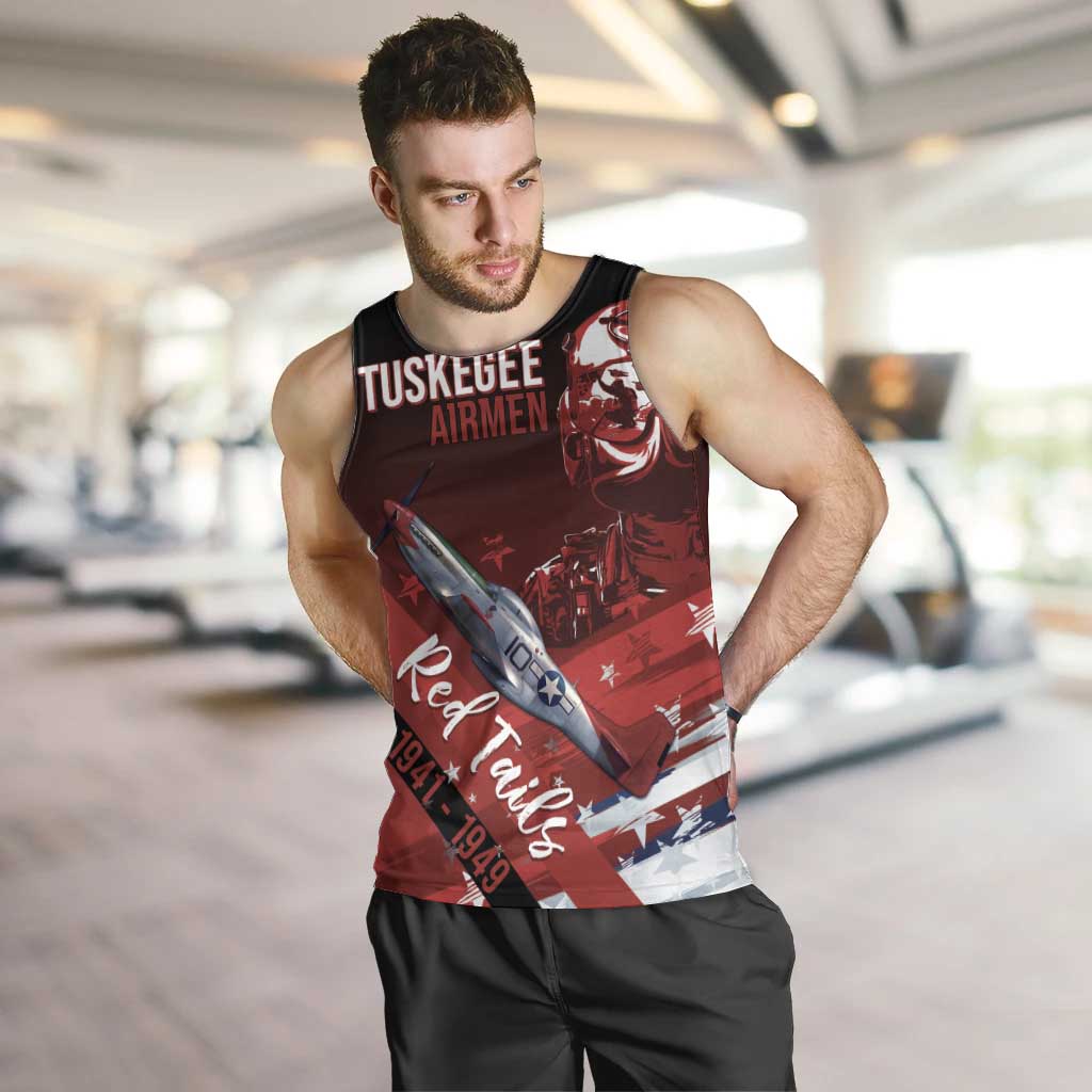 Tuskegee Airmen Red Tails Men Tank Top Straighten Up and Fly Right - Black Red - Wonder Print Shop