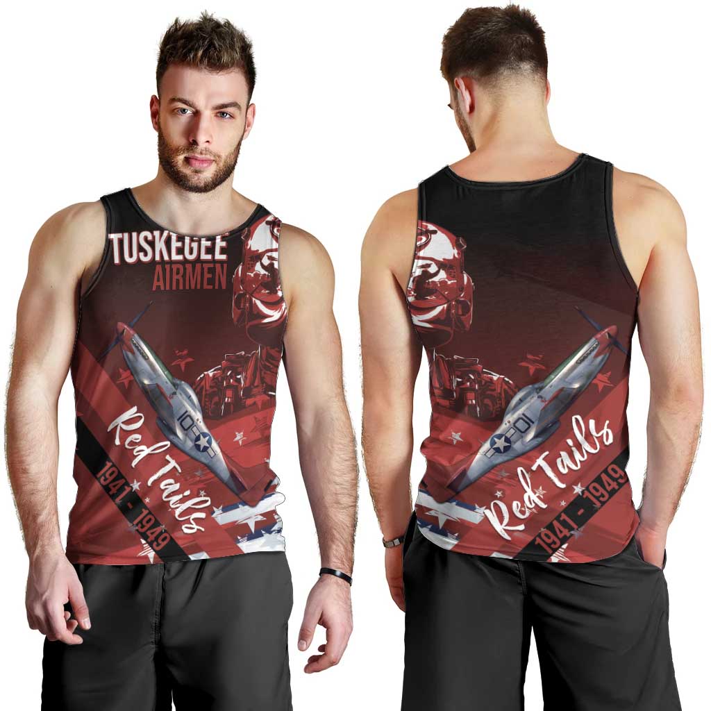 Tuskegee Airmen Red Tails Men Tank Top Straighten Up and Fly Right - Black Red - Wonder Print Shop