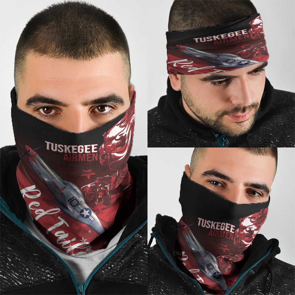 Tuskegee Airmen Red Tails Neck Gaiter Straighten Up and Fly Right - Black Red - Wonder Print Shop
