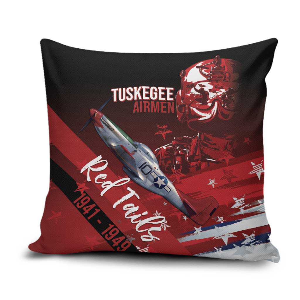 Tuskegee Airmen Red Tails Pillow Cover Straighten Up and Fly Right - Black Red - Wonder Print Shop