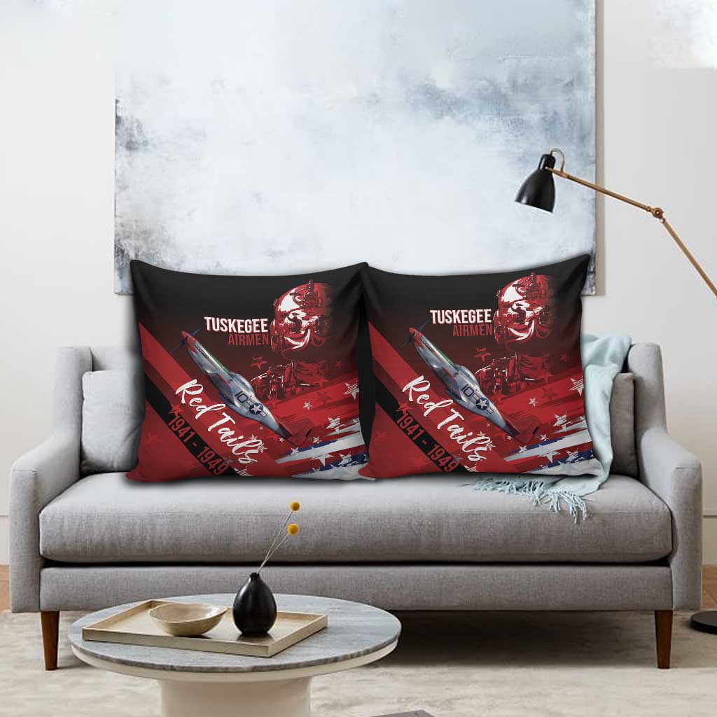 Tuskegee Airmen Red Tails Pillow Cover Straighten Up and Fly Right - Black Red - Wonder Print Shop