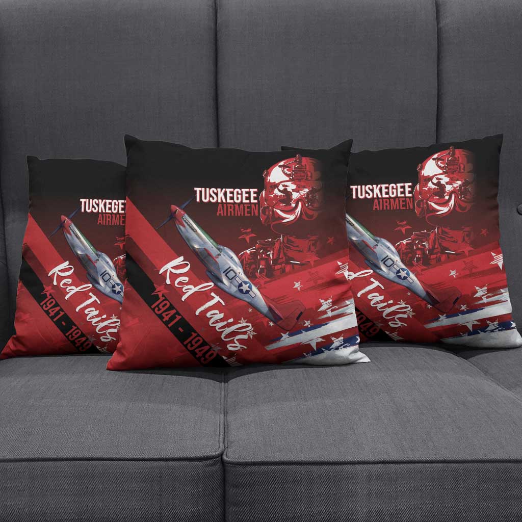 Tuskegee Airmen Red Tails Pillow Cover Straighten Up and Fly Right - Black Red - Wonder Print Shop
