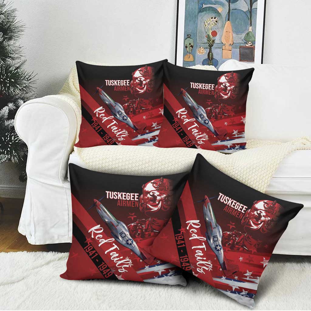 Tuskegee Airmen Red Tails Pillow Cover Straighten Up and Fly Right - Black Red - Wonder Print Shop