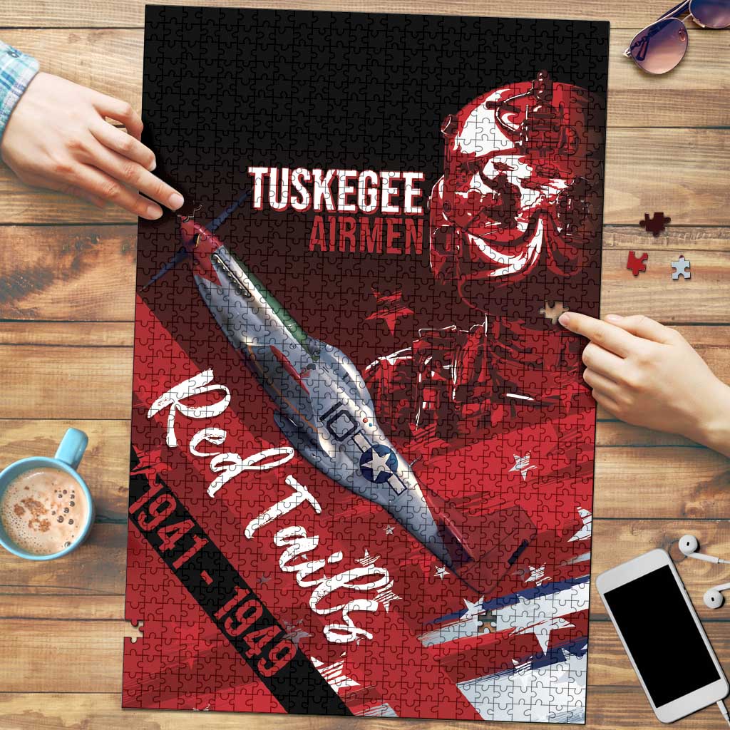 Tuskegee Airmen Red Tails Puzzle Straighten Up and Fly Right - Black Red - Wonder Print Shop