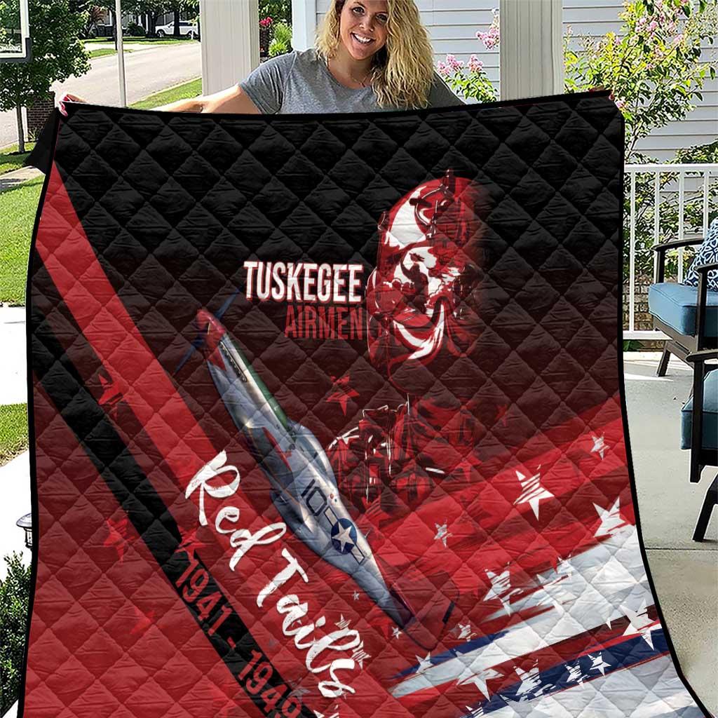 Tuskegee Airmen Red Tails Quilt Straighten Up and Fly Right - Black Red - Wonder Print Shop