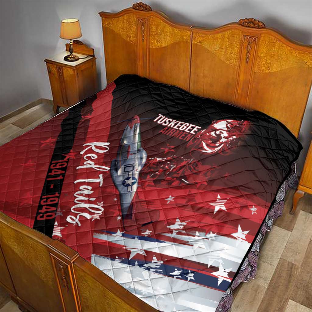 Tuskegee Airmen Red Tails Quilt Straighten Up and Fly Right - Black Red - Wonder Print Shop