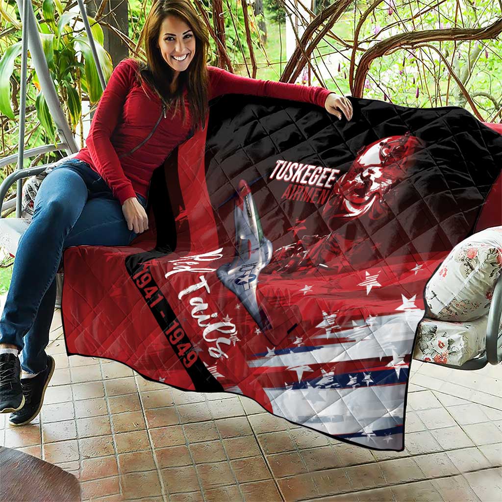 Tuskegee Airmen Red Tails Quilt Straighten Up and Fly Right - Black Red - Wonder Print Shop