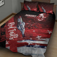 Tuskegee Airmen Red Tails Quilt Bed Set Straighten Up and Fly Right - Black Red - Wonder Print Shop