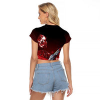 Tuskegee Airmen Red Tails Raglan Cropped T Shirt Straighten Up and Fly Right - Black Red - Wonder Print Shop