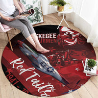 Tuskegee Airmen Red Tails Round Carpet Straighten Up and Fly Right - Black Red - Wonder Print Shop