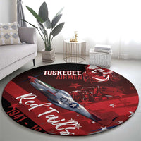 Tuskegee Airmen Red Tails Round Carpet Straighten Up and Fly Right - Black Red - Wonder Print Shop