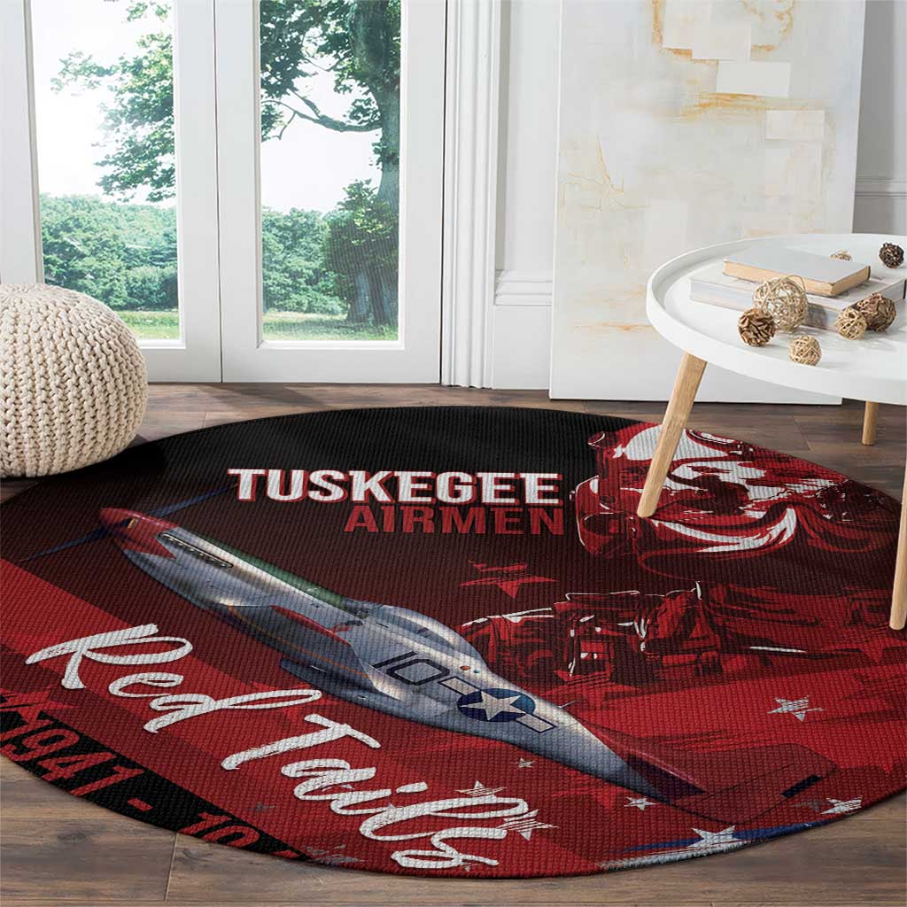 Tuskegee Airmen Red Tails Round Carpet Straighten Up and Fly Right - Black Red - Wonder Print Shop