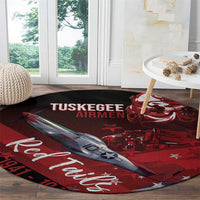 Tuskegee Airmen Red Tails Round Carpet Straighten Up and Fly Right - Black Red - Wonder Print Shop