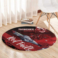Tuskegee Airmen Red Tails Round Carpet Straighten Up and Fly Right - Black Red - Wonder Print Shop
