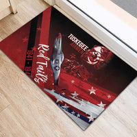 Tuskegee Airmen Red Tails Rubber Doormat Straighten Up and Fly Right - Black Red - Wonder Print Shop