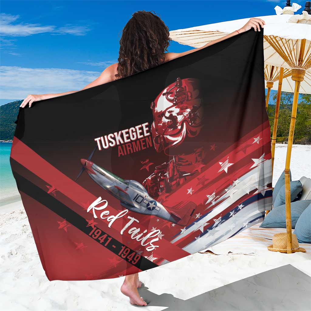 Tuskegee Airmen Red Tails Sarong Straighten Up and Fly Right - Black Red - Wonder Print Shop