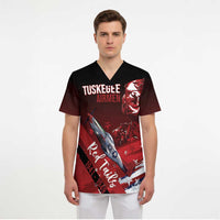 Tuskegee Airmen Red Tails Scrub Top Straighten Up and Fly Right - Black Red - Wonder Print Shop