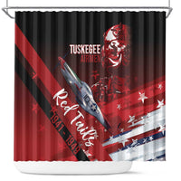 Tuskegee Airmen Red Tails Shower Curtain Straighten Up and Fly Right - Black Red - Wonder Print Shop