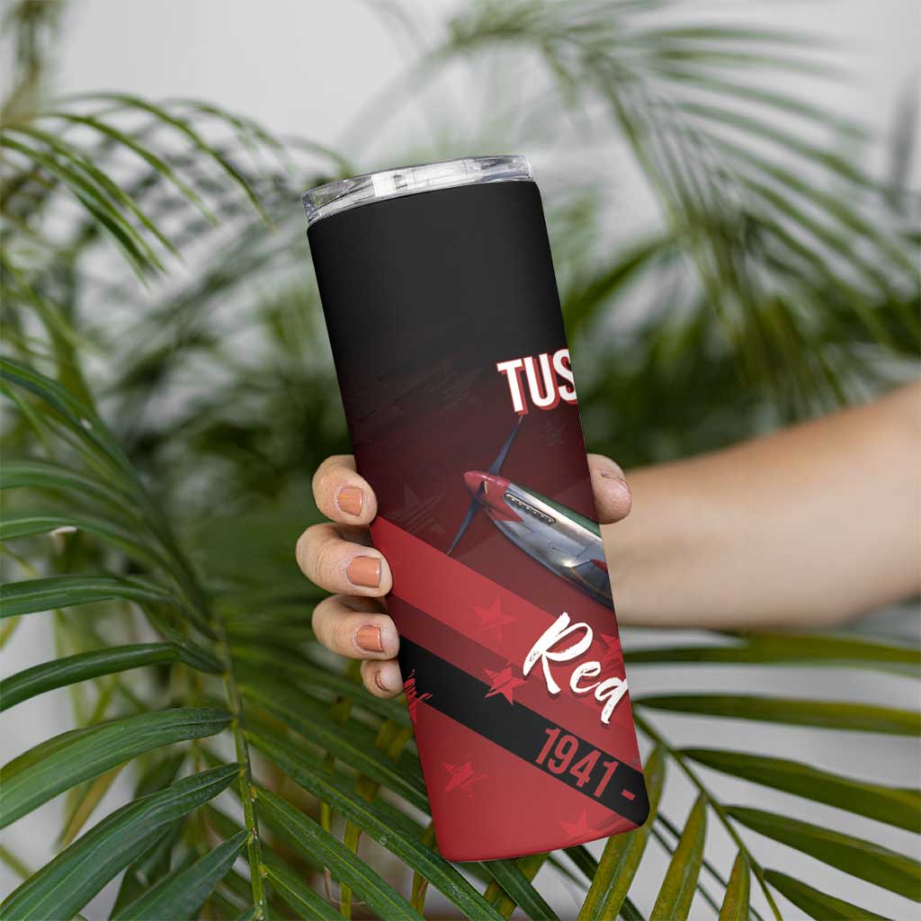 Tuskegee Airmen Red Tails Skinny Tumbler Straighten Up and Fly Right - Black Red - Wonder Print Shop