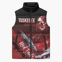 Tuskegee Airmen Red Tails Sleeveless Puffer Jacket Straighten Up and Fly Right - Black Red - Wonder Print Shop