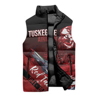Tuskegee Airmen Red Tails Sleeveless Puffer Jacket Straighten Up and Fly Right - Black Red - Wonder Print Shop