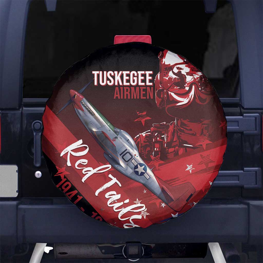Tuskegee Airmen Red Tails Spare Tire Cover Straighten Up and Fly Right - Black Red - Wonder Print Shop