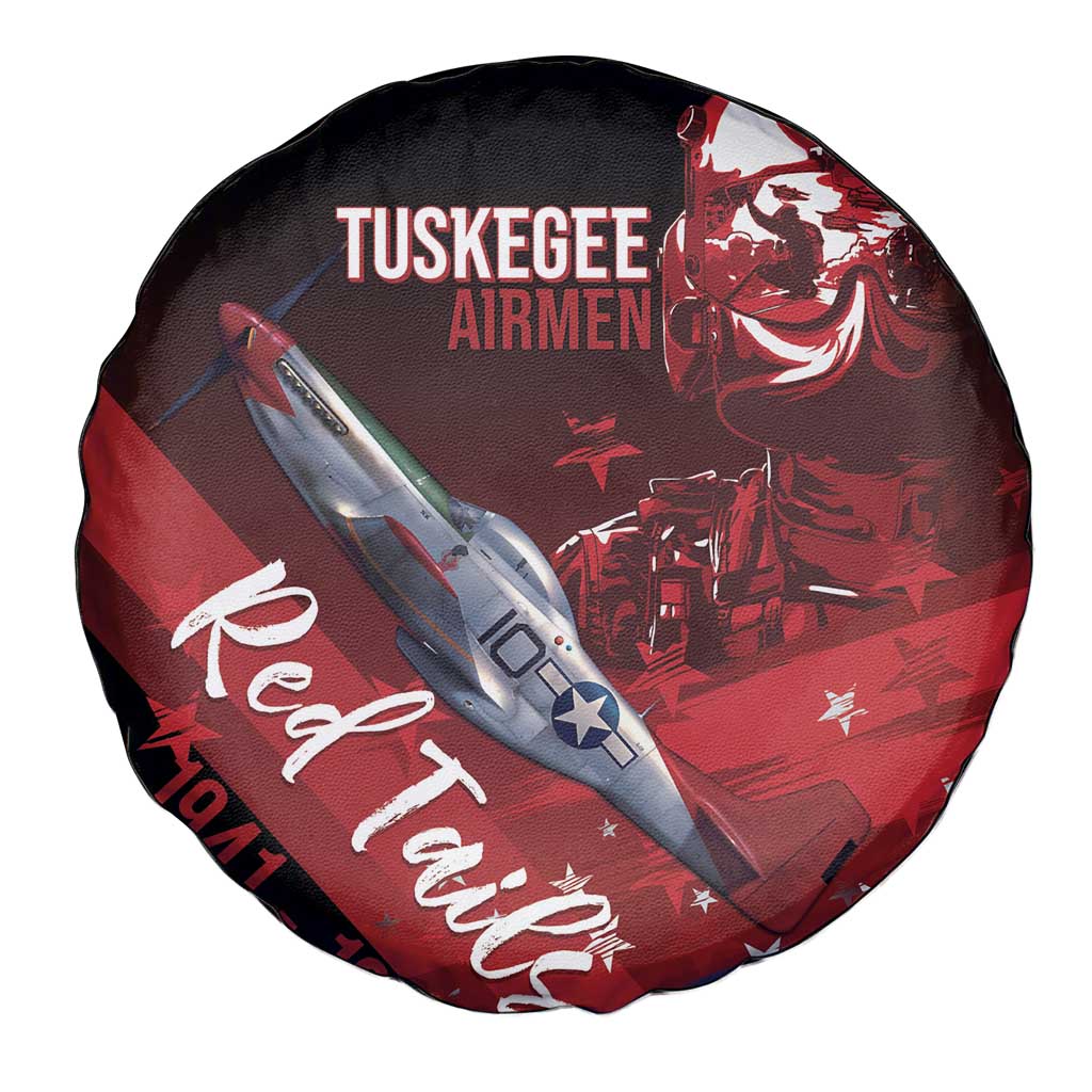 Tuskegee Airmen Red Tails Spare Tire Cover Straighten Up and Fly Right - Black Red - Wonder Print Shop