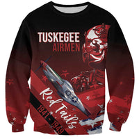 Tuskegee Airmen Red Tails Sweatshirt Straighten Up and Fly Right - Black Red - Wonder Print Shop