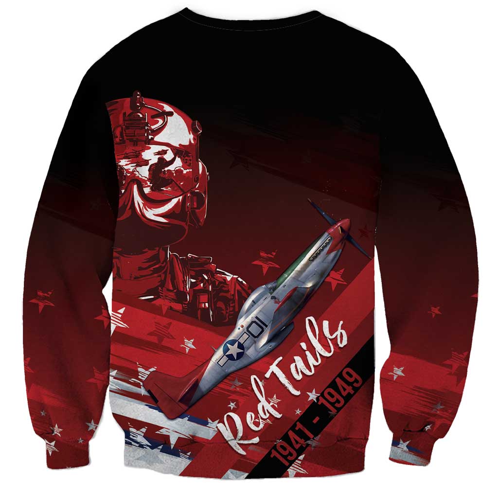 Tuskegee Airmen Red Tails Sweatshirt Straighten Up and Fly Right - Black Red - Wonder Print Shop