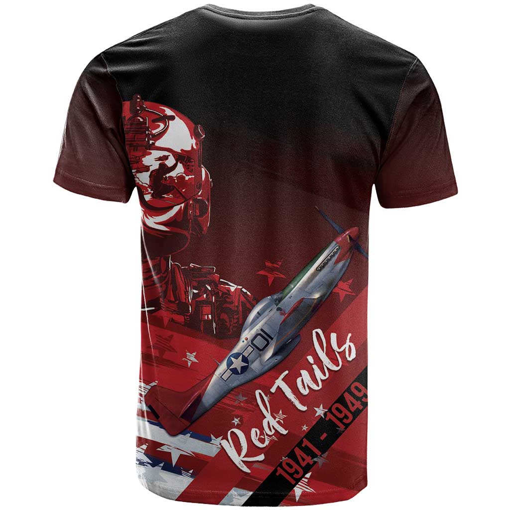 Tuskegee Airmen Red Tails T Shirt Straighten Up and Fly Right - Black Red - Wonder Print Shop