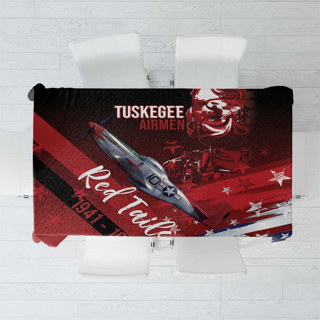 Tuskegee Airmen Red Tails Tablecloth Straighten Up and Fly Right - Black Red - Wonder Print Shop