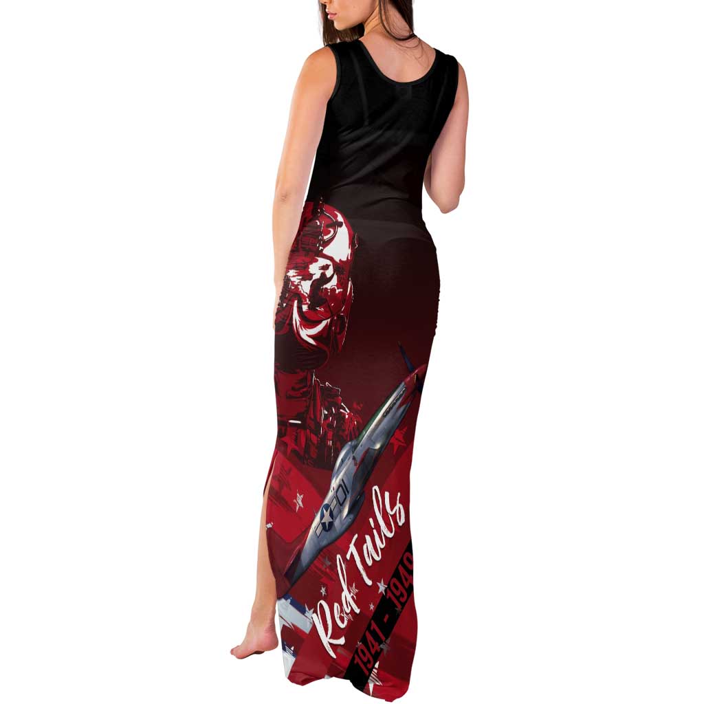 Tuskegee Airmen Red Tails Tank Maxi Dress Straighten Up and Fly Right - Black Red - Wonder Print Shop