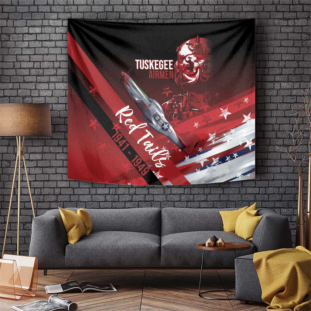 Tuskegee Airmen Red Tails Tapestry Straighten Up and Fly Right - Black Red - Wonder Print Shop