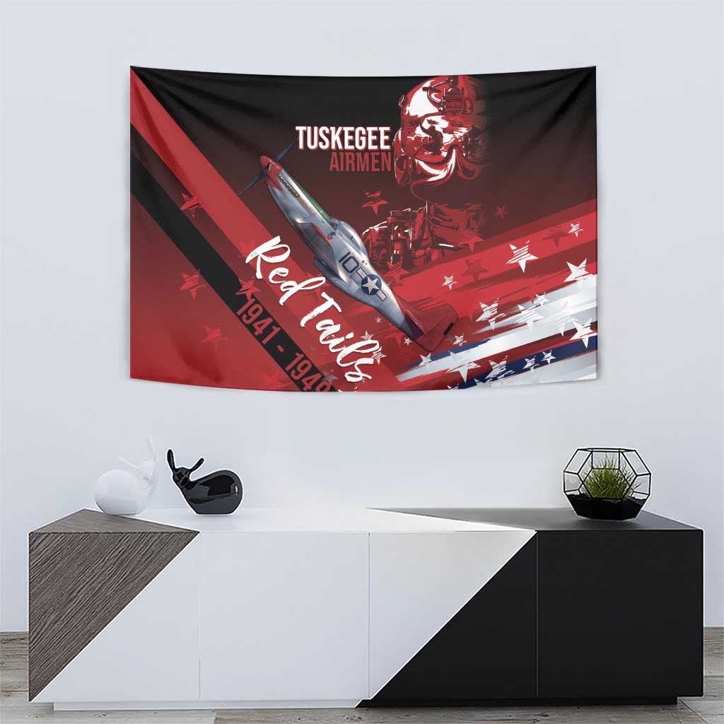 Tuskegee Airmen Red Tails Tapestry Straighten Up and Fly Right - Black Red - Wonder Print Shop