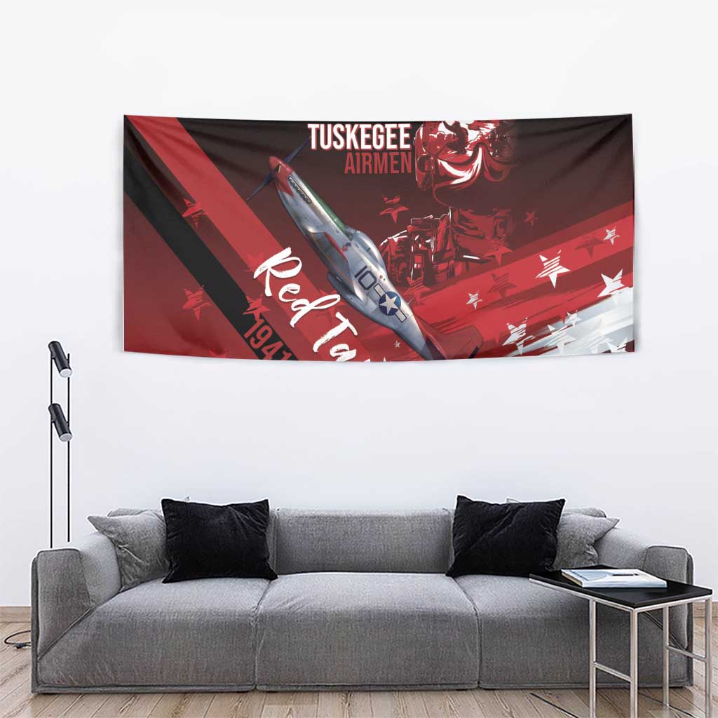 Tuskegee Airmen Red Tails Tapestry Straighten Up and Fly Right - Black Red - Wonder Print Shop