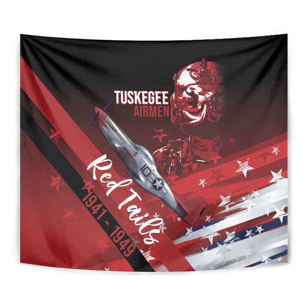 Tuskegee Airmen Red Tails Tapestry Straighten Up and Fly Right - Black Red - Wonder Print Shop