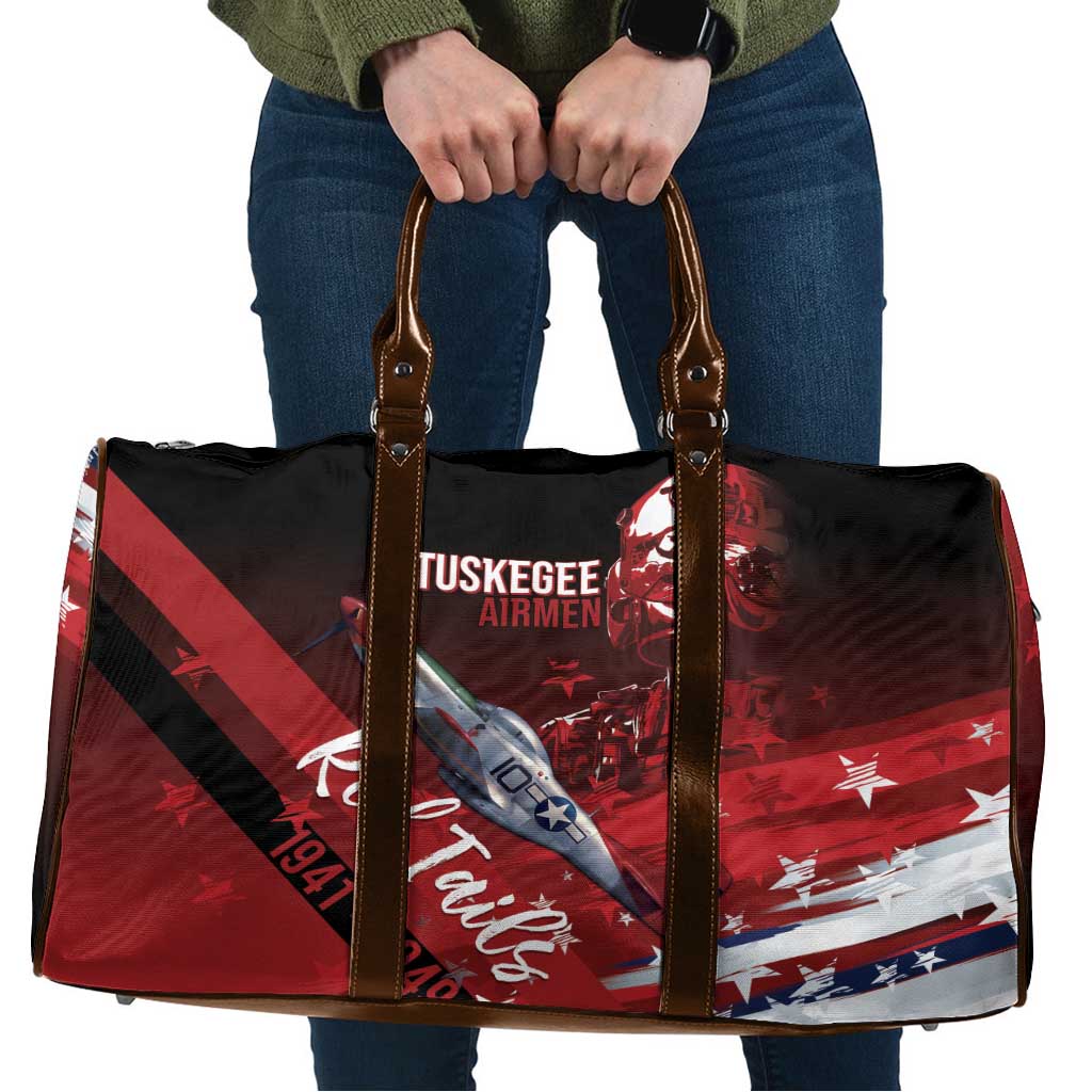 Tuskegee Airmen Red Tails Travel Bag Straighten Up and Fly Right - Black Red - Wonder Print Shop