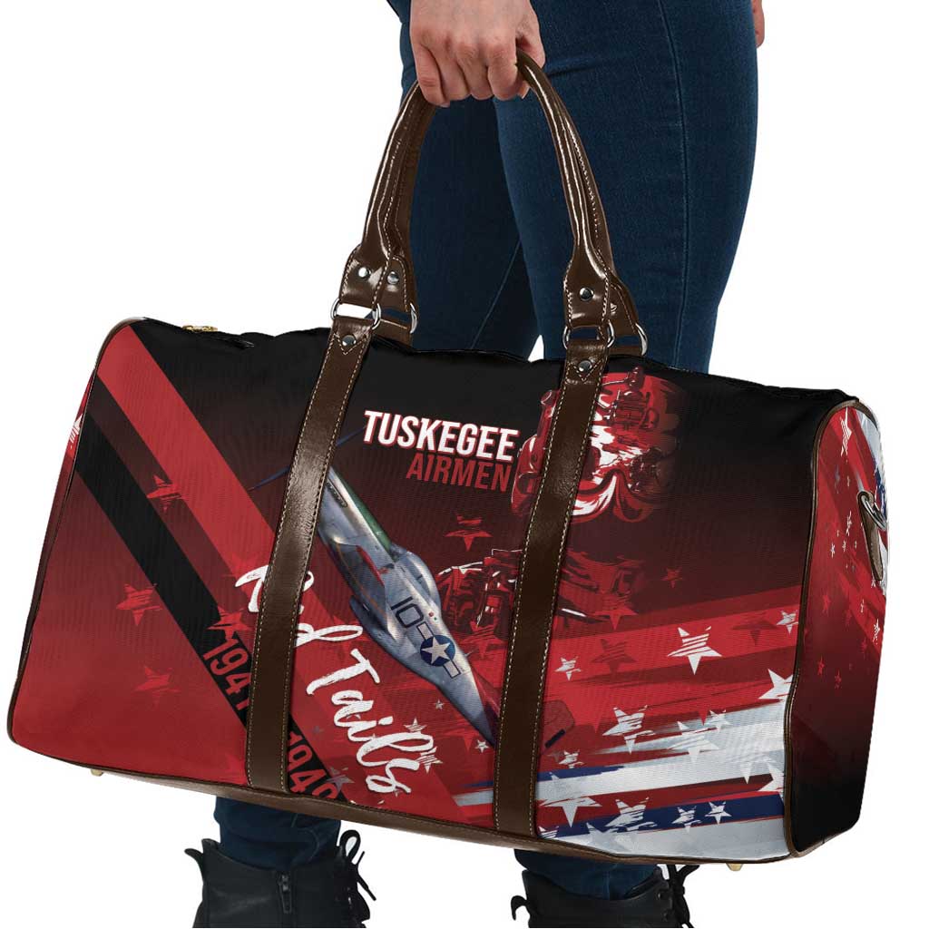 Tuskegee Airmen Red Tails Travel Bag Straighten Up and Fly Right - Black Red - Wonder Print Shop