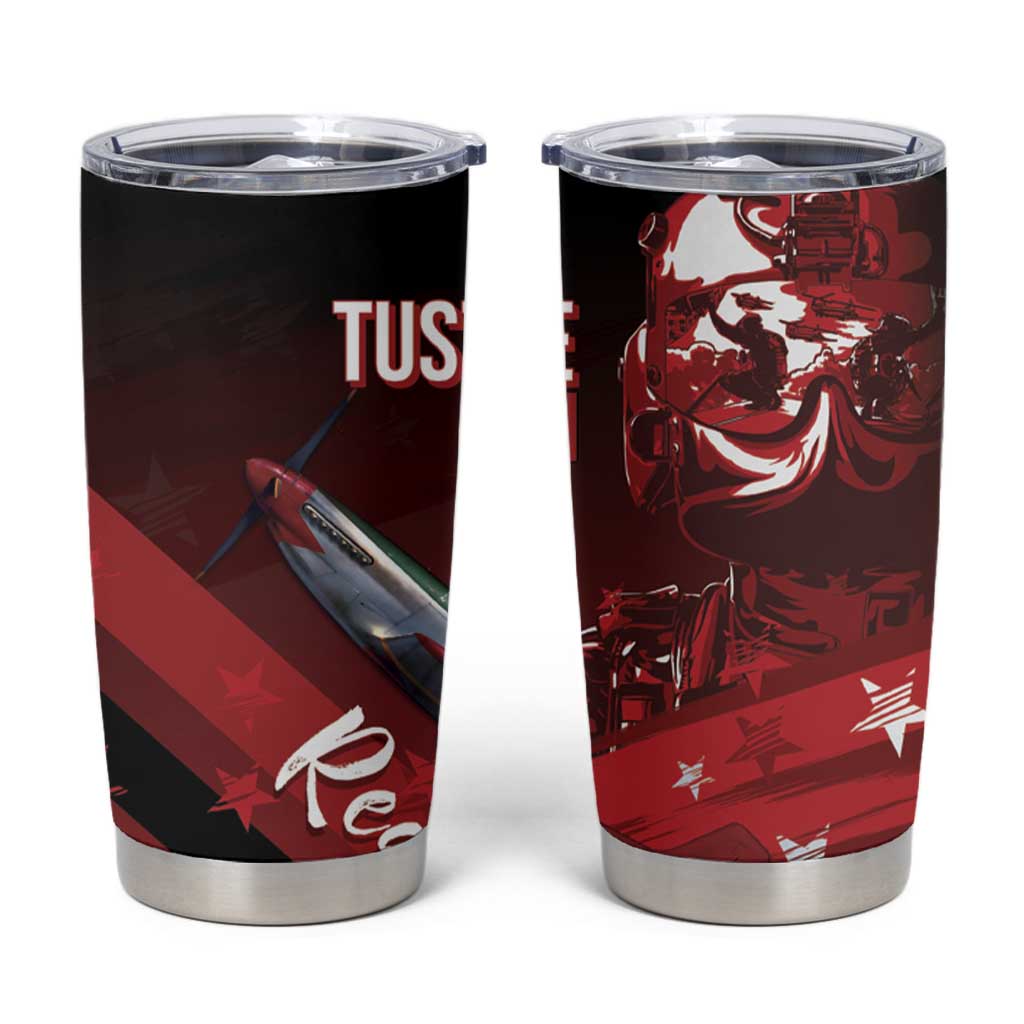 Tuskegee Airmen Red Tails Tumbler Cup Straighten Up and Fly Right - Black Red - Wonder Print Shop