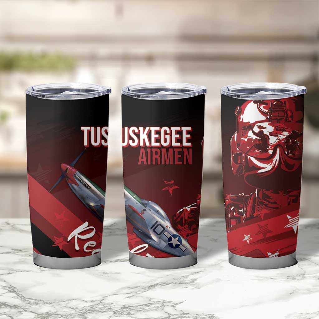 Tuskegee Airmen Red Tails Tumbler Cup Straighten Up and Fly Right - Black Red - Wonder Print Shop