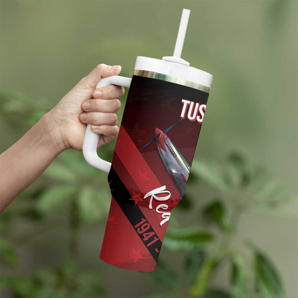 Tuskegee Airmen Red Tails Tumbler With Handle Straighten Up and Fly Right - Black Red - Wonder Print Shop