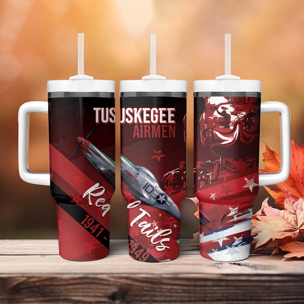 Tuskegee Airmen Red Tails Tumbler With Handle Straighten Up and Fly Right - Black Red - Wonder Print Shop