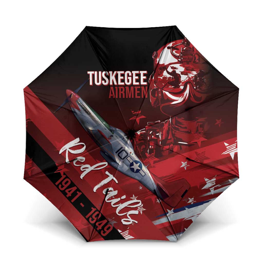 Tuskegee Airmen Red Tails Umbrella Straighten Up and Fly Right - Black Red - Wonder Print Shop