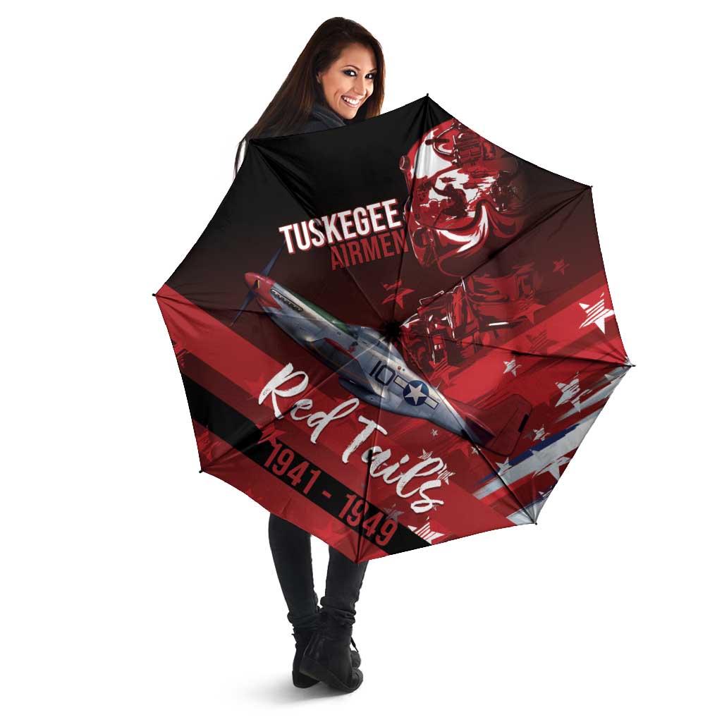 Tuskegee Airmen Red Tails Umbrella Straighten Up and Fly Right - Black Red - Wonder Print Shop