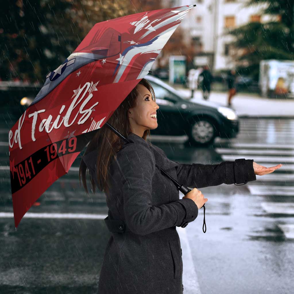 Tuskegee Airmen Red Tails Umbrella Straighten Up and Fly Right - Black Red - Wonder Print Shop